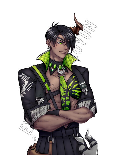 3/4 body full color (with line)